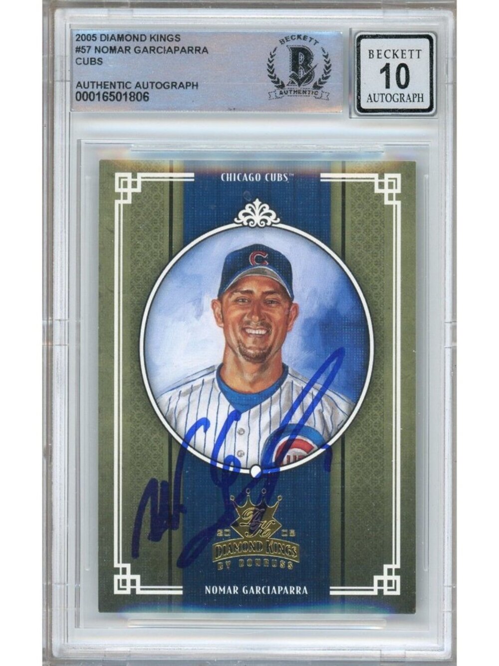 Nomar Garciaparra Signed 2005 Donruss Diamond Kings #57 Cubs BAS Slabbed Auto 10
